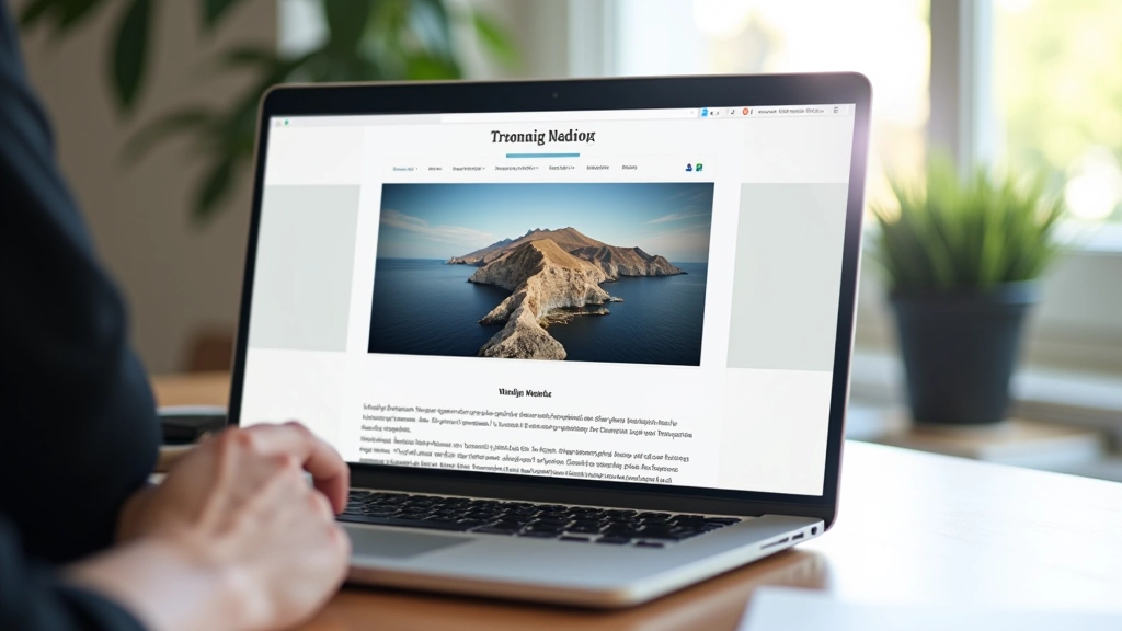Laptop-Bildschirm zeigt Blog-Layout mit Featured-Image und Leseanzeige oben
