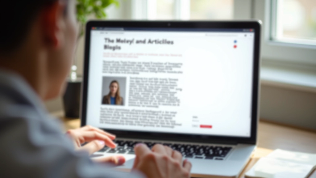 Moderne Blog-Seite mit klarer Typografie auf großem Monitor
